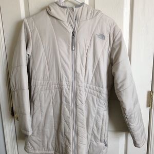 North Face Thin White/Cream Insulated Puffer Coat